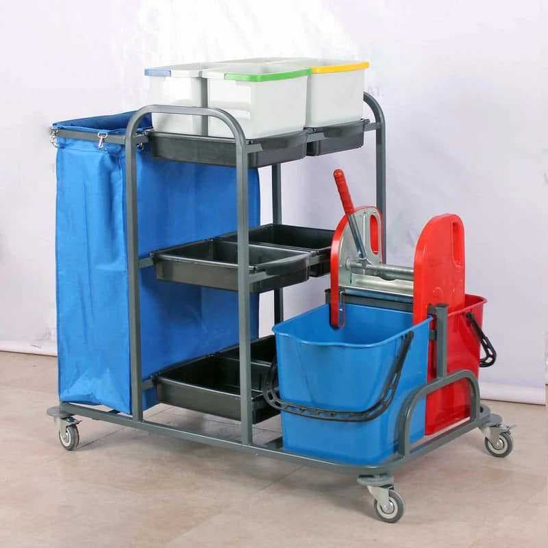 ترولي نظافة متعدد الاستخدامات حجم كبير مصنوع من الحديد
