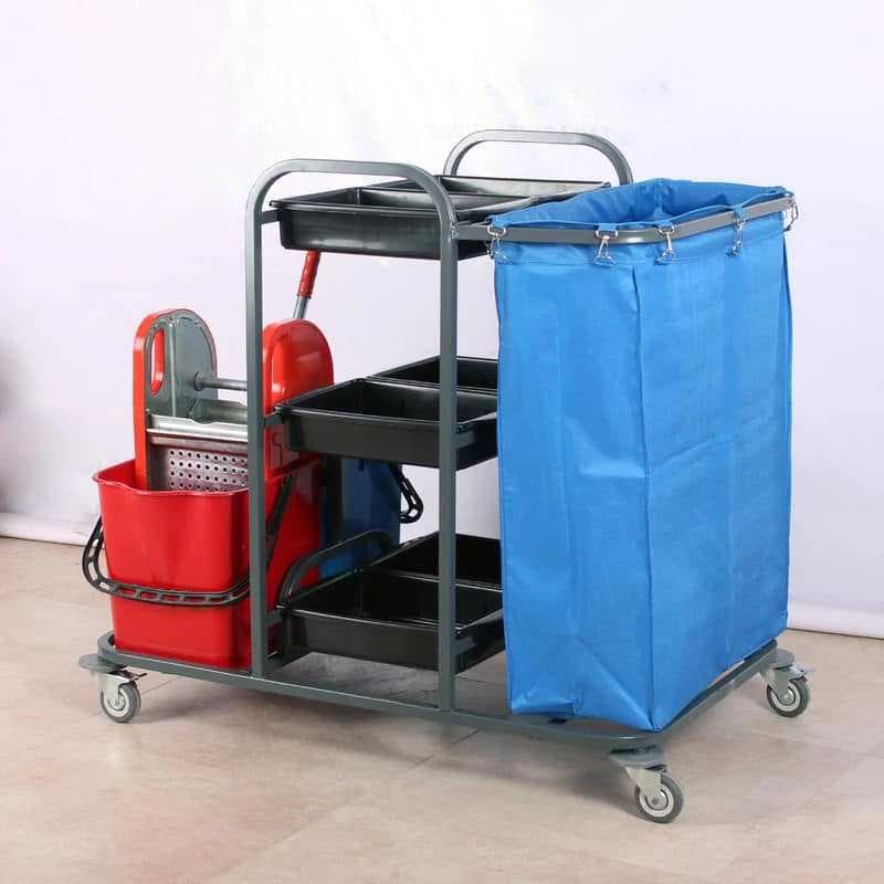 ترولي نظافة متعدد الاستخدامات حجم كبير مصنوع من الحديد