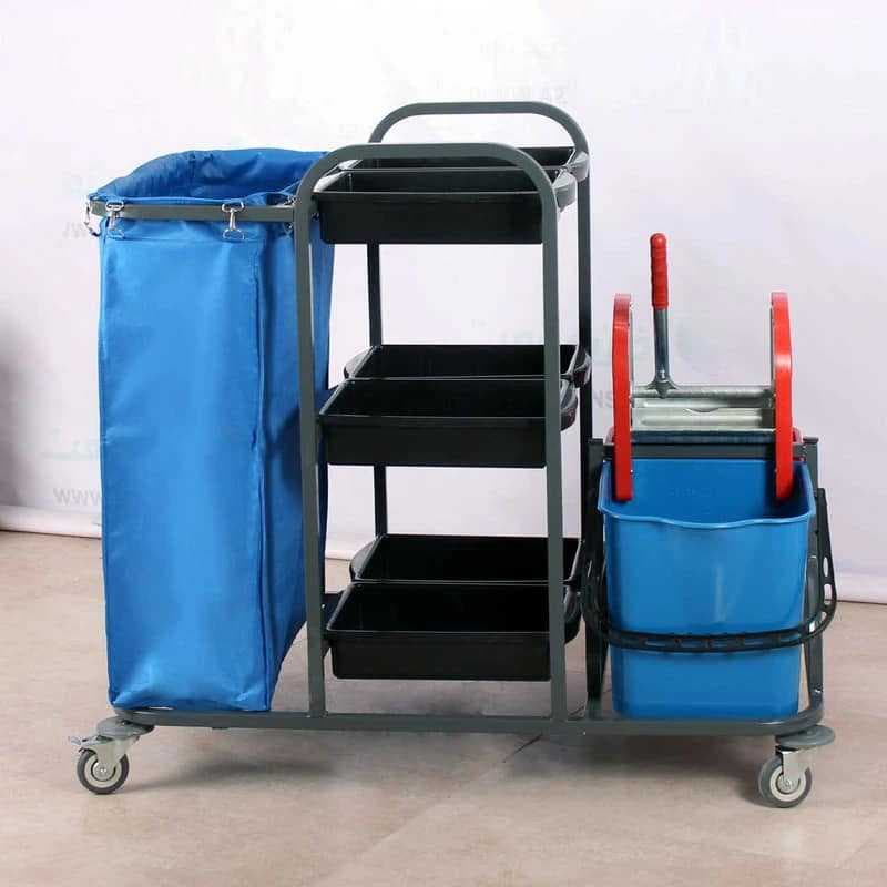 ترولي نظافة متعدد الاستخدامات حجم كبير مصنوع من الحديد