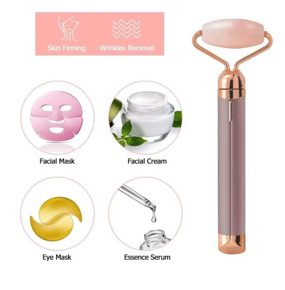 جهاز تدليك الوجه بالاهتزاز مع حجر اليشم الطبيعي